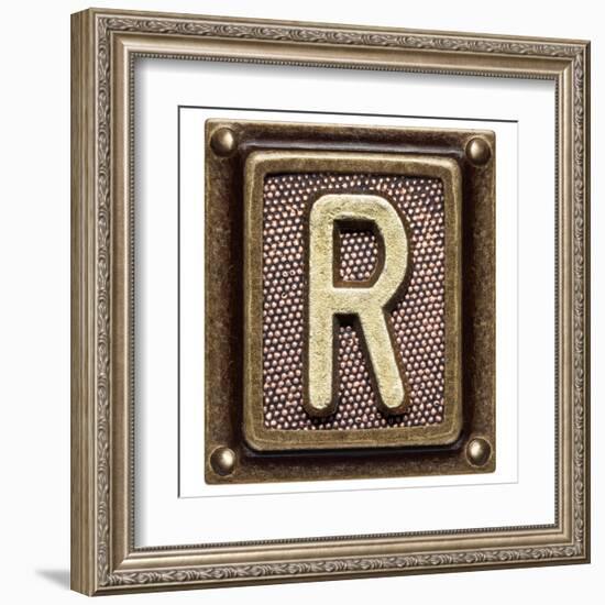 Metal Button Alphabet Letter R-donatas1205-Framed Art Print