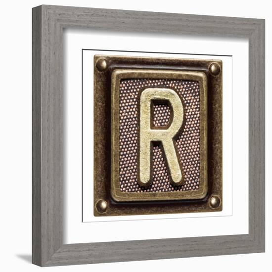 Metal Button Alphabet Letter R-donatas1205-Framed Art Print