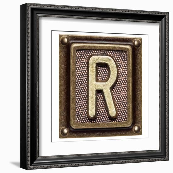 Metal Button Alphabet Letter R-donatas1205-Framed Art Print