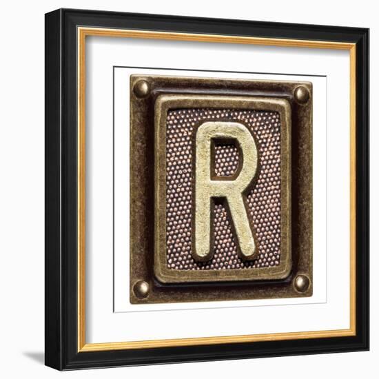 Metal Button Alphabet Letter R-donatas1205-Framed Art Print