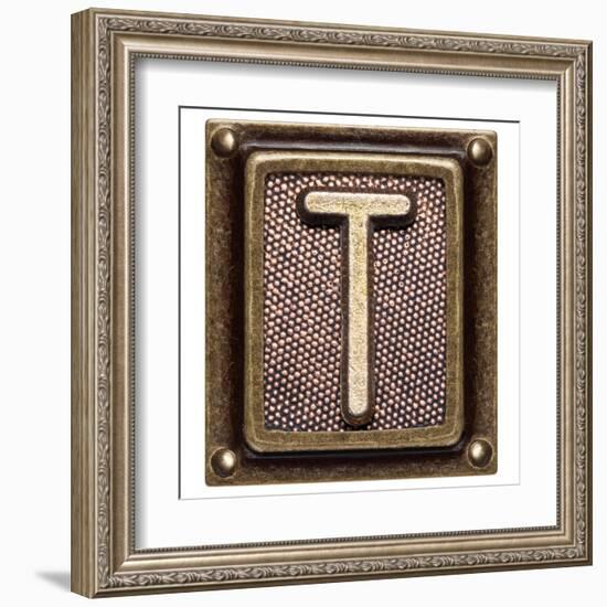 Metal Button Alphabet Letter T-donatas1205-Framed Art Print