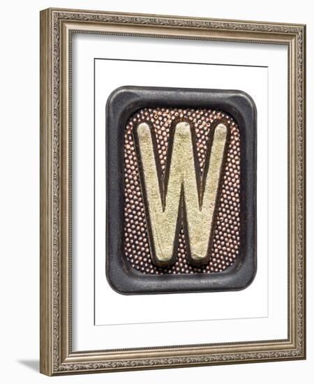 Metal Button Alphabet Letter W-donatas1205-Framed Art Print