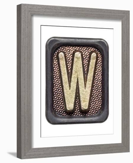 Metal Button Alphabet Letter W-donatas1205-Framed Art Print