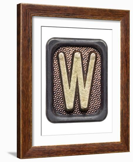 Metal Button Alphabet Letter W-donatas1205-Framed Art Print