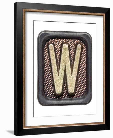 Metal Button Alphabet Letter W-donatas1205-Framed Art Print