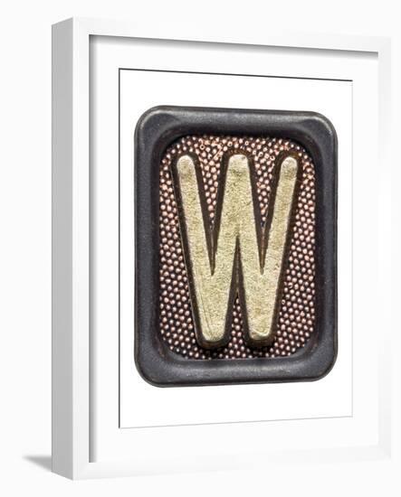 Metal Button Alphabet Letter W-donatas1205-Framed Art Print