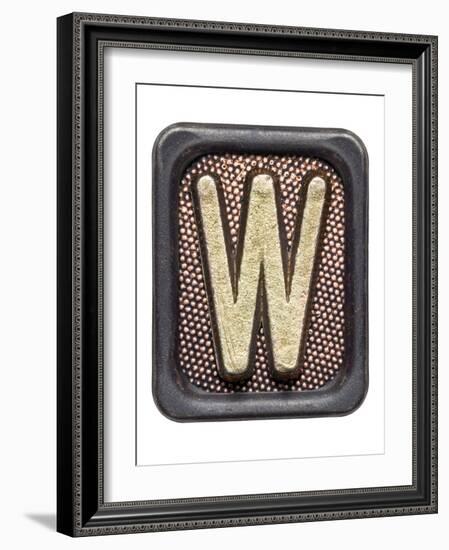 Metal Button Alphabet Letter W-donatas1205-Framed Art Print