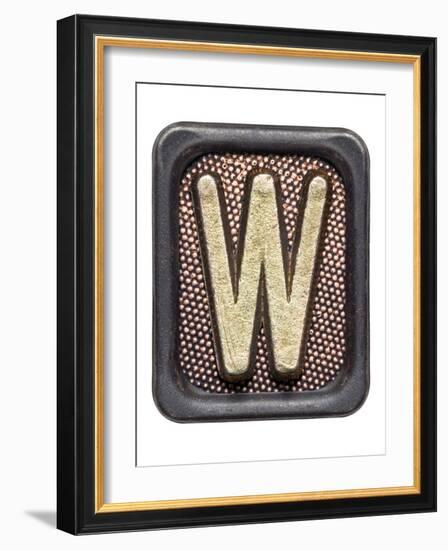 Metal Button Alphabet Letter W-donatas1205-Framed Art Print