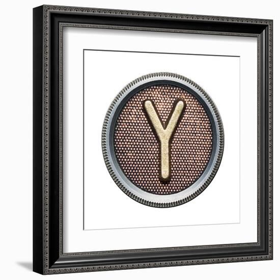 Metal Button Alphabet Letter-donatas1205-Framed Art Print