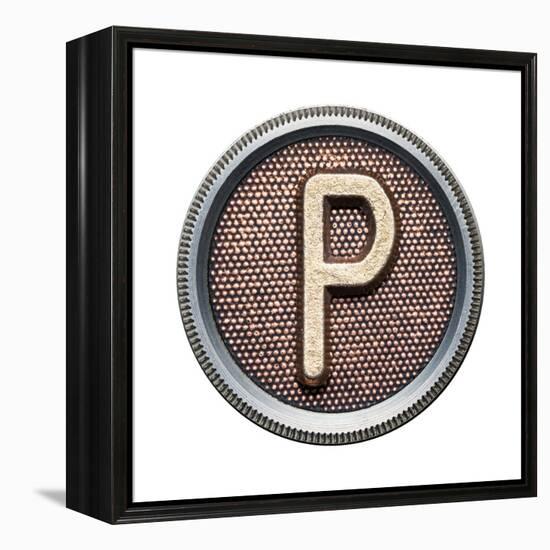 Metal Button Alphabet Letter-donatas1205-Framed Stretched Canvas