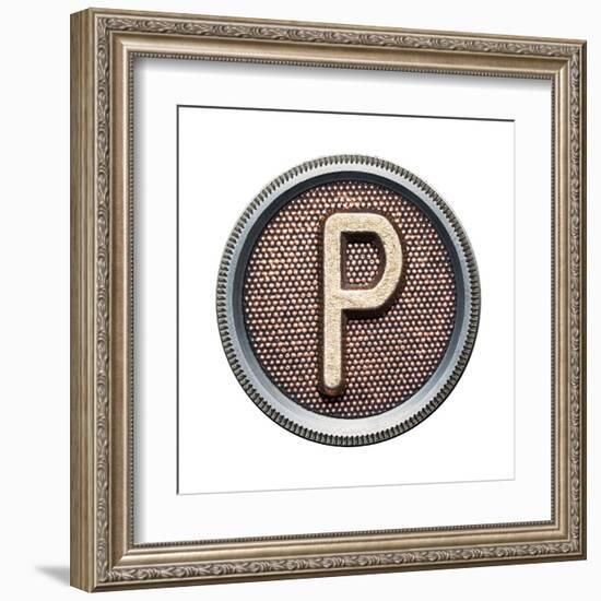 Metal Button Alphabet Letter-donatas1205-Framed Art Print