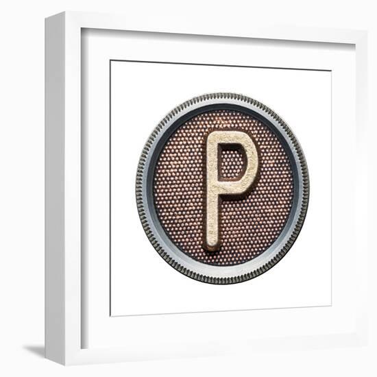 Metal Button Alphabet Letter-donatas1205-Framed Art Print