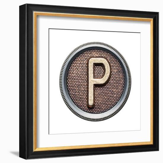 Metal Button Alphabet Letter-donatas1205-Framed Art Print