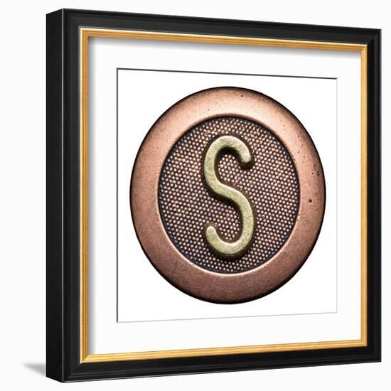 Metal Button Alphabet Letter-donatas1205-Framed Art Print