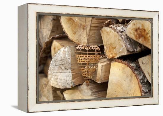 Metal Heart, Wood Pile-Andrea Haase-Framed Premier Image Canvas