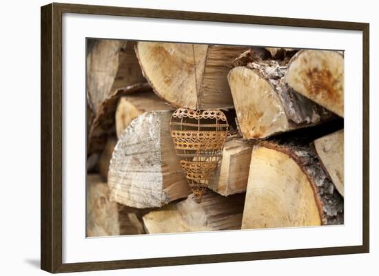 Metal Heart, Wood Pile-Andrea Haase-Framed Photographic Print