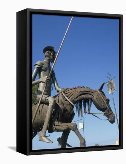 Metal Statue of Don Quixote on His Horse in Caradero, Cuba, West Indies, Caribbean, Central America-Richardson Rolf-Framed Premier Image Canvas