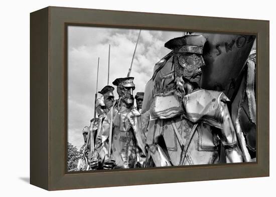 Metal Statue of Soldiers Budapest Hungary-null-Framed Stretched Canvas