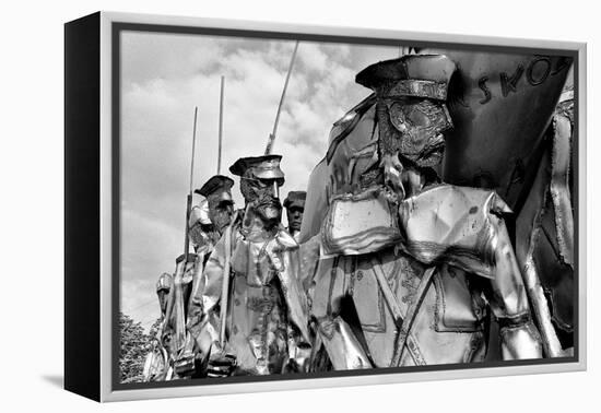Metal Statue of Soldiers Budapest Hungary-null-Framed Stretched Canvas