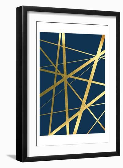 Metallic Lines Navy 1-Urban Epiphany-Framed Art Print