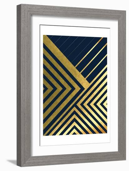 Metallic Lines Navy 2-Urban Epiphany-Framed Art Print