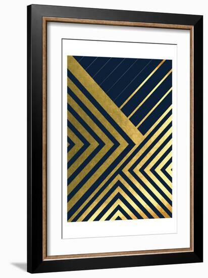 Metallic Lines Navy 2-Urban Epiphany-Framed Art Print