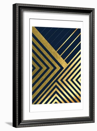 Metallic Lines Navy 2-Urban Epiphany-Framed Art Print