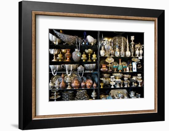 Metalwork for sale, Grand Bazaar, Isfahan, Iran-James Strachan-Framed Photographic Print