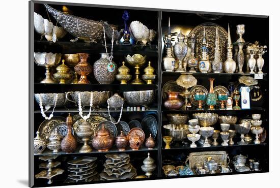 Metalwork for sale, Grand Bazaar, Isfahan, Iran-James Strachan-Mounted Photographic Print