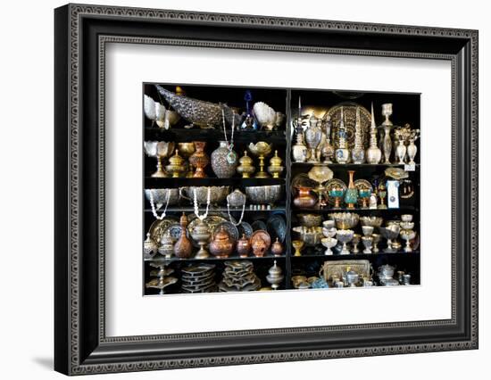 Metalwork for sale, Grand Bazaar, Isfahan, Iran-James Strachan-Framed Photographic Print