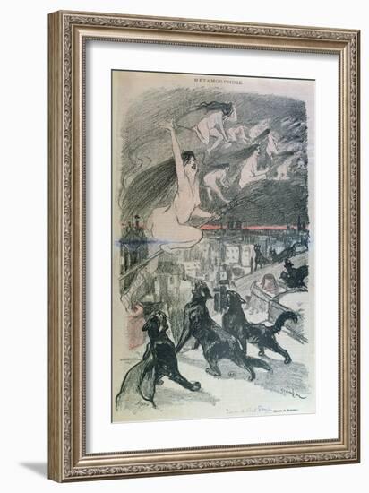 Metamorphosis - Black Cats Transforming Themselves into Witches, Late 19th Century (Colour Litho)-Théophile Alexandre Steinlen-Framed Giclee Print