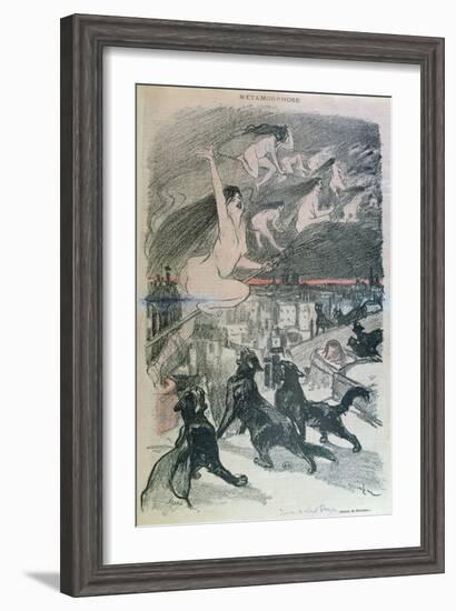 Metamorphosis - Black Cats Transforming Themselves into Witches, Late 19th Century (Colour Litho)-Théophile Alexandre Steinlen-Framed Giclee Print