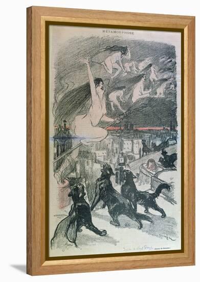 Metamorphosis - Black Cats Transforming Themselves into Witches, Late 19th Century (Colour Litho)-Théophile Alexandre Steinlen-Framed Premier Image Canvas