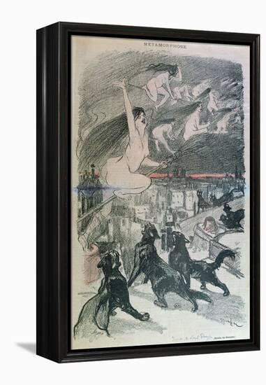 Metamorphosis - Black Cats Transforming Themselves into Witches, Late 19th Century (Colour Litho)-Théophile Alexandre Steinlen-Framed Premier Image Canvas