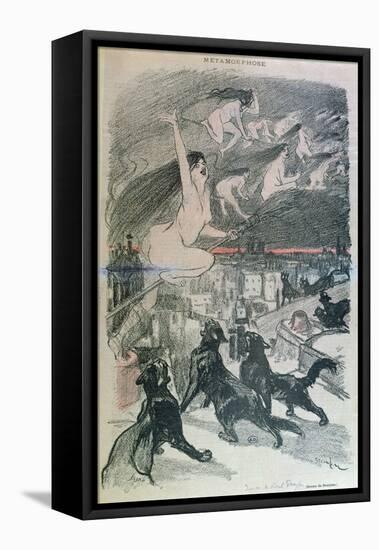 Metamorphosis - Black Cats Transforming Themselves into Witches, Late 19th Century (Colour Litho)-Théophile Alexandre Steinlen-Framed Premier Image Canvas