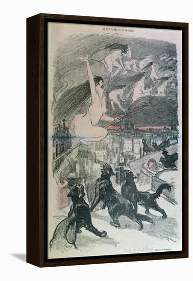 Metamorphosis - Black Cats Transforming Themselves into Witches, Late 19th Century (Colour Litho)-Théophile Alexandre Steinlen-Framed Premier Image Canvas