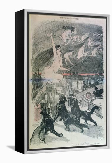 Metamorphosis - Black Cats Transforming Themselves into Witches, Late 19th Century (Colour Litho)-Théophile Alexandre Steinlen-Framed Premier Image Canvas