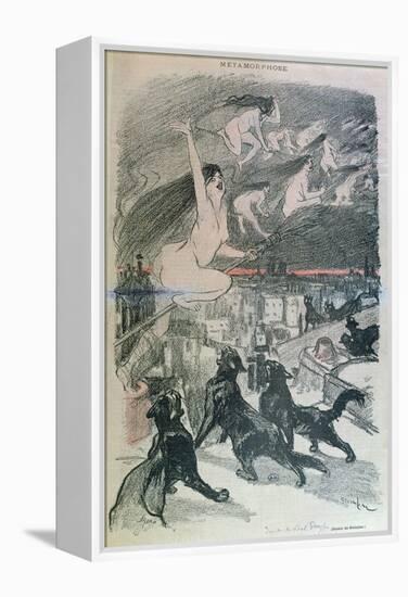 Metamorphosis - Black Cats Transforming Themselves into Witches, Late 19th Century (Colour Litho)-Théophile Alexandre Steinlen-Framed Premier Image Canvas