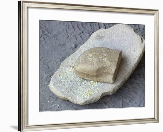 Metate Y Mano, Ancestral Puebloan or Anasazi Corn Grinding Stones, Mesa Verde National Park,-null-Framed Photographic Print