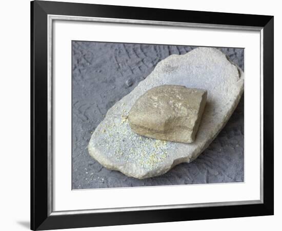 Metate Y Mano, Ancestral Puebloan or Anasazi Corn Grinding Stones, Mesa Verde National Park,-null-Framed Photographic Print