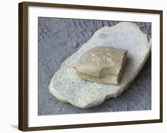 Metate Y Mano, Ancestral Puebloan or Anasazi Corn Grinding Stones, Mesa Verde National Park,-null-Framed Photographic Print