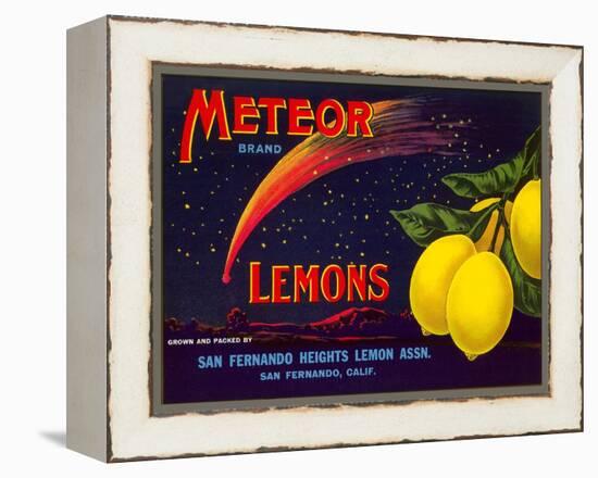 Meteor Lemon Crate Label-null-Framed Stretched Canvas