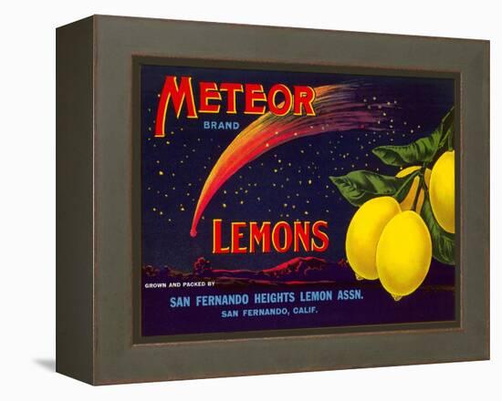 Meteor Lemon Crate Label-null-Framed Stretched Canvas