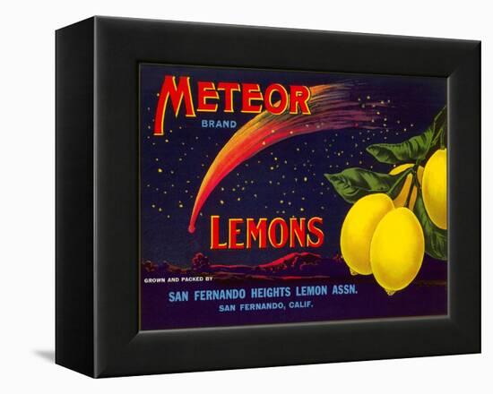 Meteor Lemon Crate Label-null-Framed Stretched Canvas