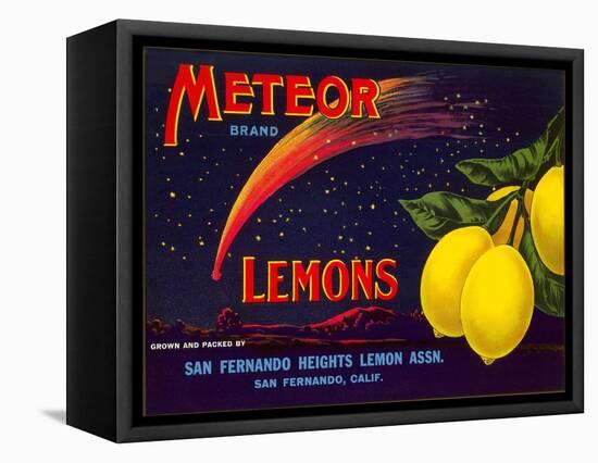 Meteor Lemon Crate Label-null-Framed Stretched Canvas