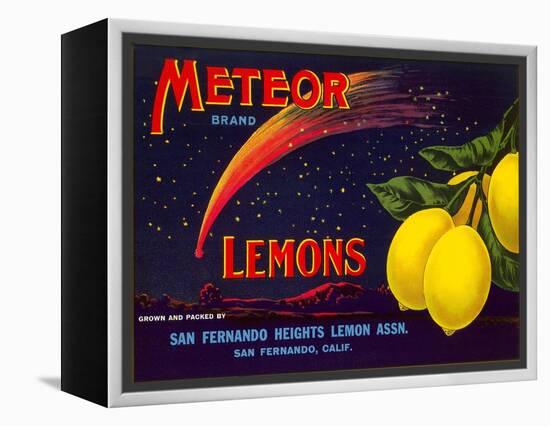 Meteor Lemon Crate Label-null-Framed Stretched Canvas