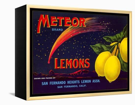 Meteor Lemon Crate Label-null-Framed Stretched Canvas