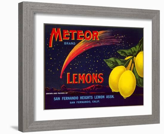 Meteor Lemon Crate Label-null-Framed Art Print