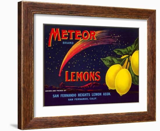 Meteor Lemon Crate Label-null-Framed Art Print