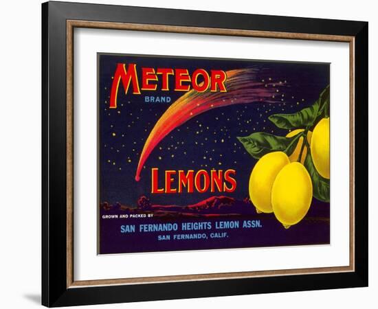 Meteor Lemon Crate Label-null-Framed Art Print